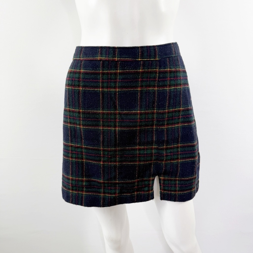 Hollister Navy Blue Plaid Ultra High Rise Mini Skirt Size S Tartan Fall Winter - Picture 2 of 8